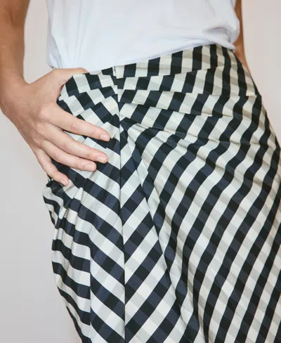 Mango Ruched Side Midi Skirt In Black
