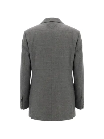 Prada Single-breasted Blazer In Gray