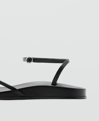 Mango Ankle Strap Slide Sandal In Black