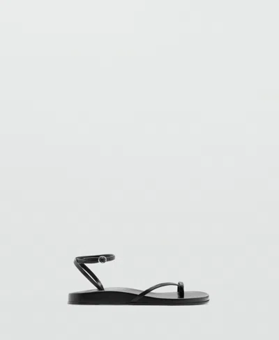 Mango Ankle Strap Slide Sandal In Black