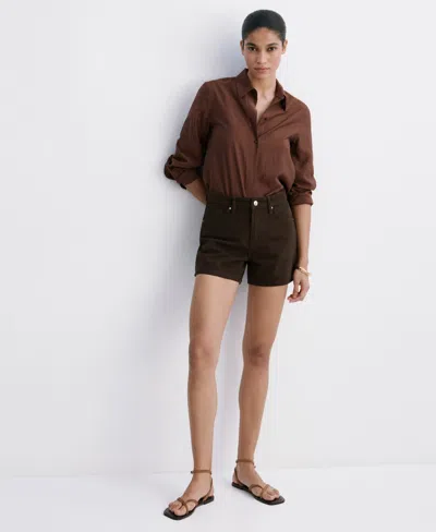 Mango Straight Leg Denim Shorts In Brown