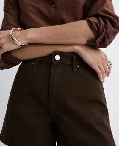 Mango Straight Leg Denim Shorts In Brown