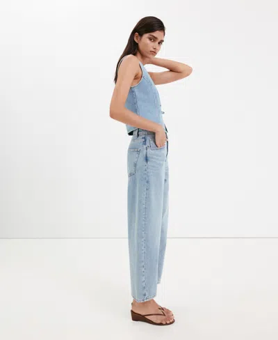 Mango Balloon Crop Jeans In Blue