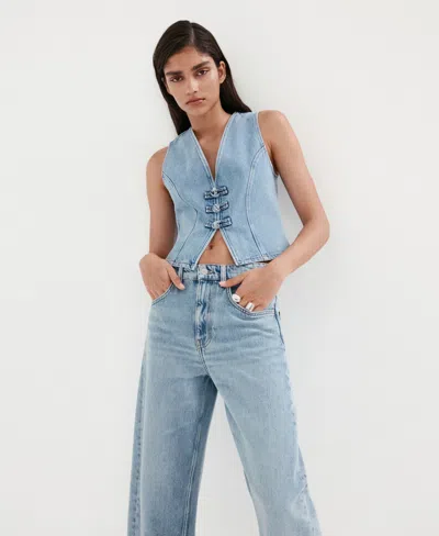 Mango Balloon Crop Jeans In Blue