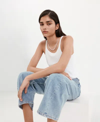Mango Balloon Crop Jeans In Blue