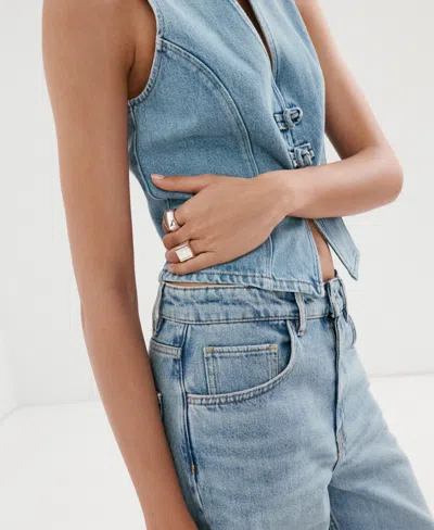 Mango Balloon Crop Jeans In Blue