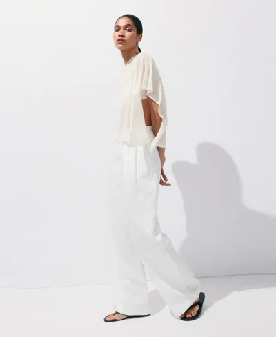 Mango Asymmetrical Knitted Cape In White