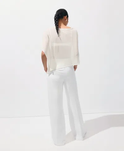 Mango Asymmetrical Knitted Cape In White