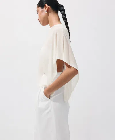 Mango Asymmetrical Knitted Cape In White