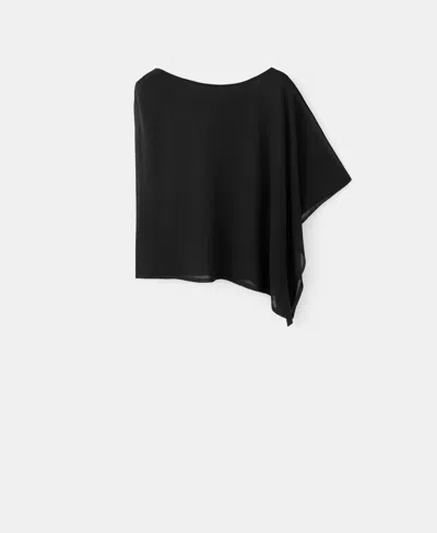 Mango Asymmetrical Knitted Cape In Black