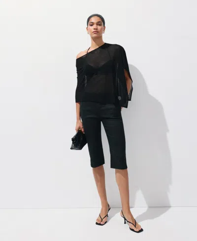 Mango Asymmetrical Knitted Cape In Black