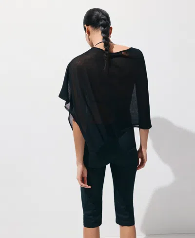 Mango Asymmetrical Knitted Cape In Black