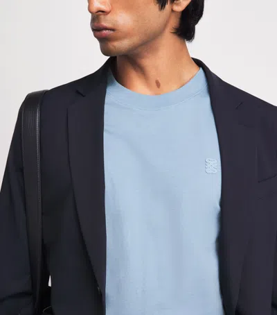 Sandro Paris Cotton Logo-patch T-shirt In Blue