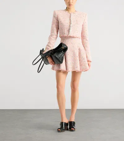 Balmain Tweed Blazer In Nylon-cotton Blend With Cupro Lining In Pink