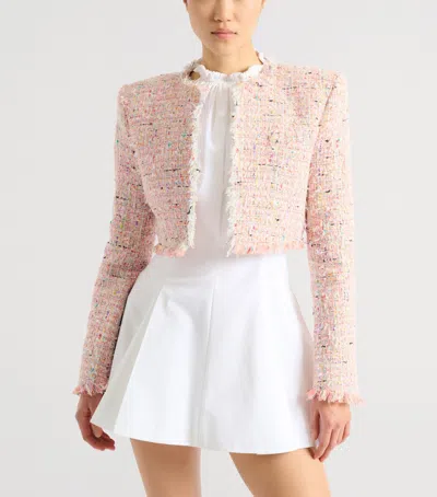 Balmain Tweed Blazer In Nylon-cotton Blend With Cupro Lining In Pink