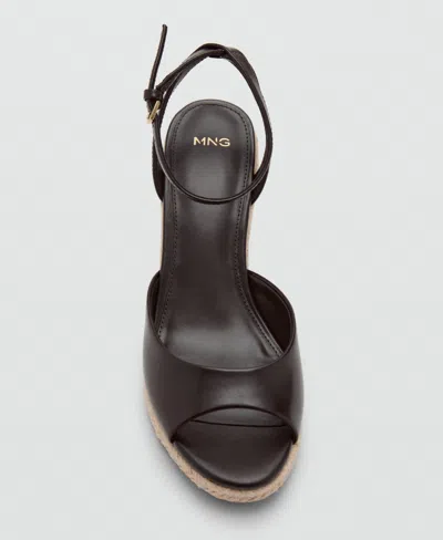 Mango Ankle Strap Open Toe Wedge Espadrille In Brown