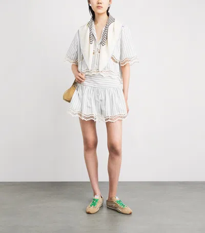 Sandro Paris Cotton Stripe Mini Skort In Neutral