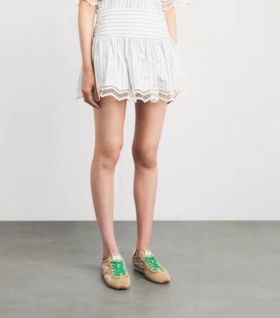 Sandro Paris Cotton Stripe Mini Skort In Neutral