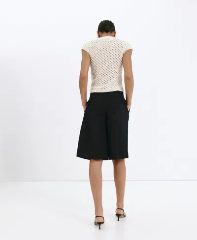 Mango Women's Openwork Knit Top In White