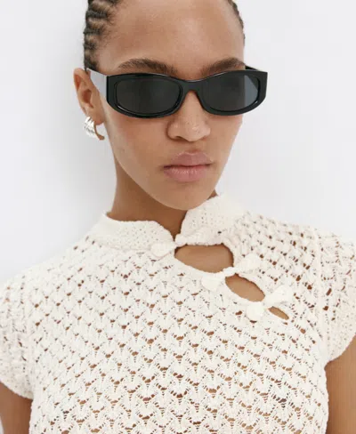 Mango Women's Openwork Knit Top In White