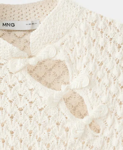 Mango Women's Openwork Knit Top In White