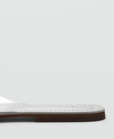 Mango Metallic Leather Sandals In Silver