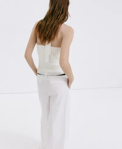 Mango Wide-leg Jeans With Side Buttons In White