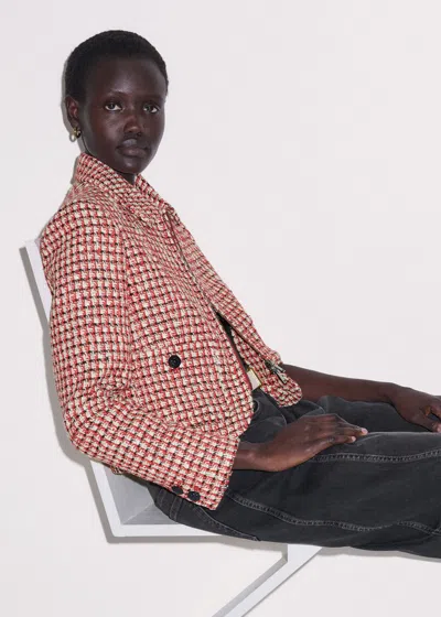 Me+em Statement Weave Cropped Jacket Ruby Red In Red