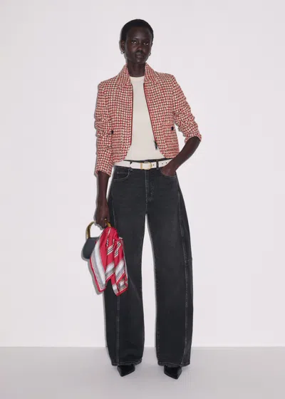Me+em Statement Weave Cropped Jacket Ruby Red In Red