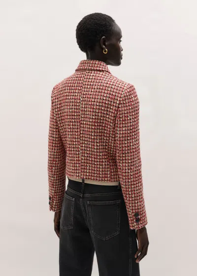 Me+em Statement Weave Cropped Jacket Ruby Red In Red