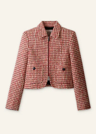 Me+em Statement Weave Cropped Jacket Ruby Red In Red