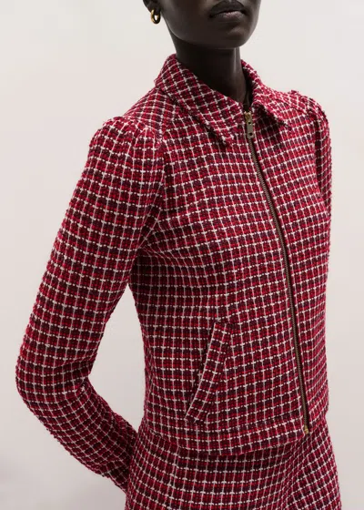 Me+em Zip-through Top Pomegranate Red Multi In Red