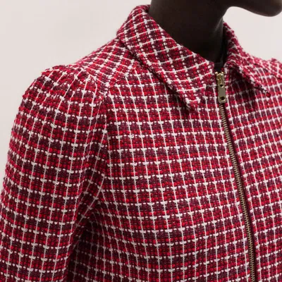 Me+em Zip-through Top Pomegranate Red Multi In Red