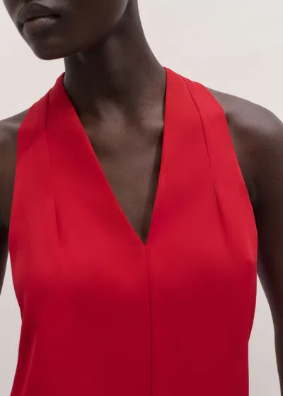 Me+em Silk V-neck Camisole Top + Tie Ruby Red In Red