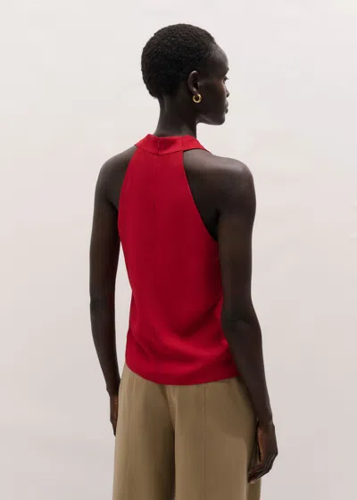 Me+em Silk V-neck Camisole Top + Tie Ruby Red In Red