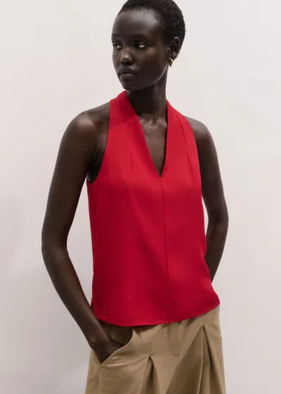 Me+em Silk V-neck Camisole Top + Tie Ruby Red In Red