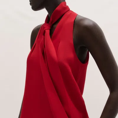 Me+em Silk V-neck Camisole Top + Tie Ruby Red In Red