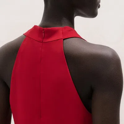 Me+em Silk V-neck Camisole Top + Tie Ruby Red In Red