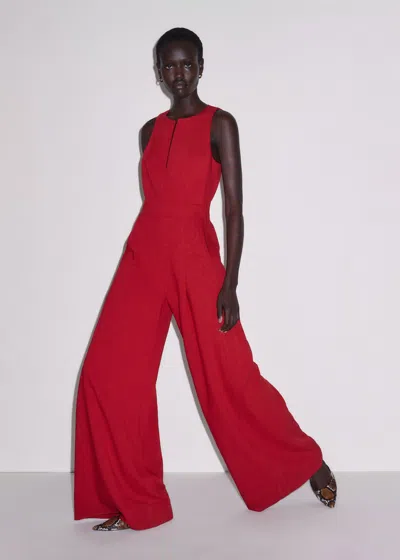 Me+em Tailored Wide Leg Jumpsuit Ruby Red In Red