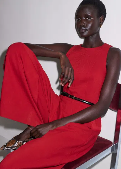Me+em Tailored Wide Leg Jumpsuit Ruby Red In Red