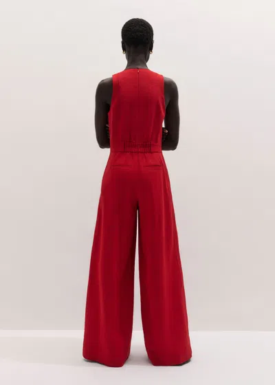 Me+em Tailored Wide Leg Jumpsuit Ruby Red In Red