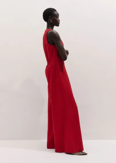 Me+em Tailored Wide Leg Jumpsuit Ruby Red In Red