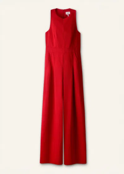 Me+em Tailored Wide Leg Jumpsuit Ruby Red In Red