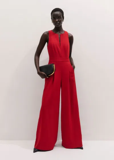 Me+em Tailored Wide Leg Jumpsuit Ruby Red In Red