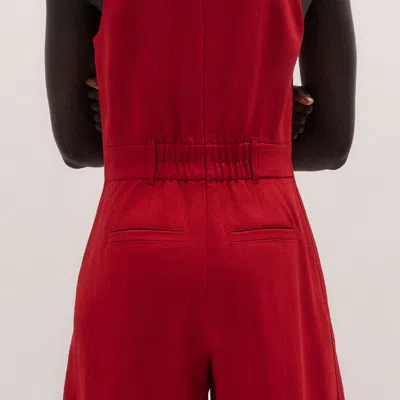 Me+em Tailored Wide Leg Jumpsuit Ruby Red In Red