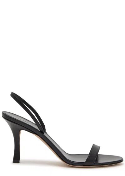 The Row Ella Leather Mules Open Toe Stiletto In Black