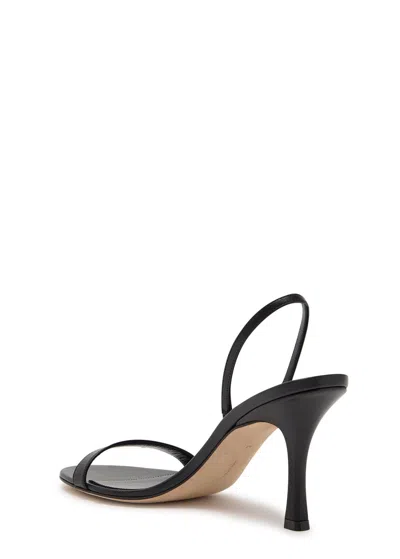 The Row Ella Leather Mules Open Toe Stiletto In Black