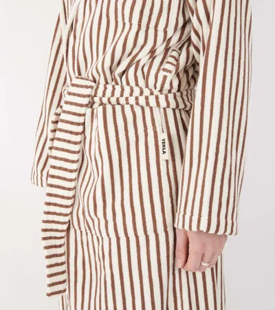 Tekla Striped Bathrobe In Neutral