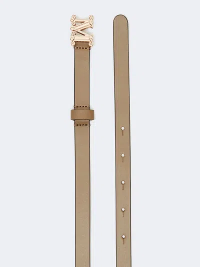Max Mara Slim Monogram Leather Belt Adjustable Size In Yellow