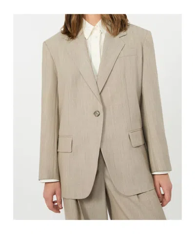 Weekend Max Mara Oversized Woollen Cloth Blazer In Neutral